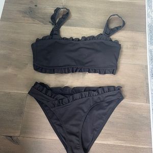 Women’s Cupshe bikini set black ruffle M